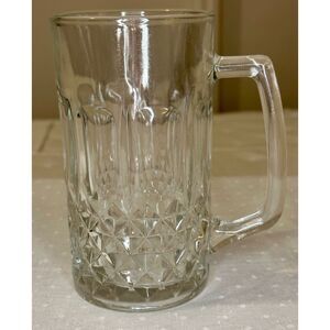Vintage KIG Indonesia Glass Beer Mug - Diamond Pattern